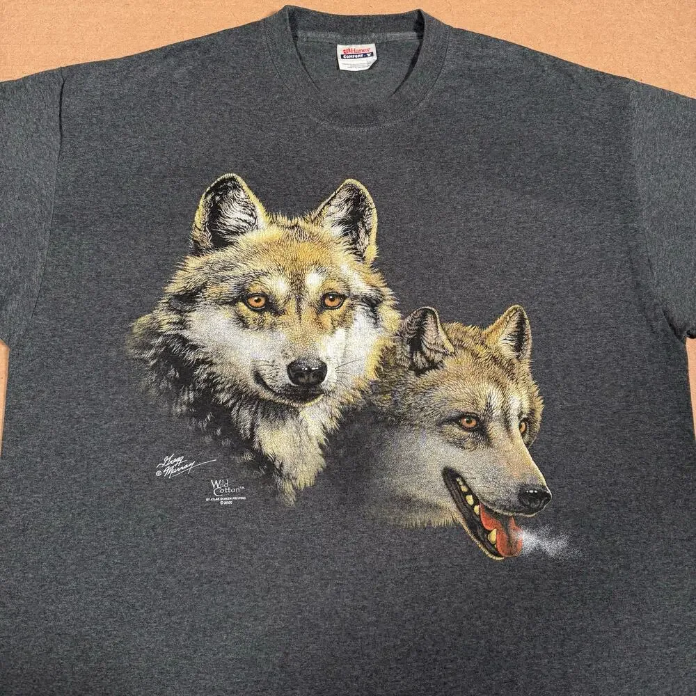 Vintage 2000 Wild Cotton Wolf T Shirt XL Gray San Diego Natural History Museum